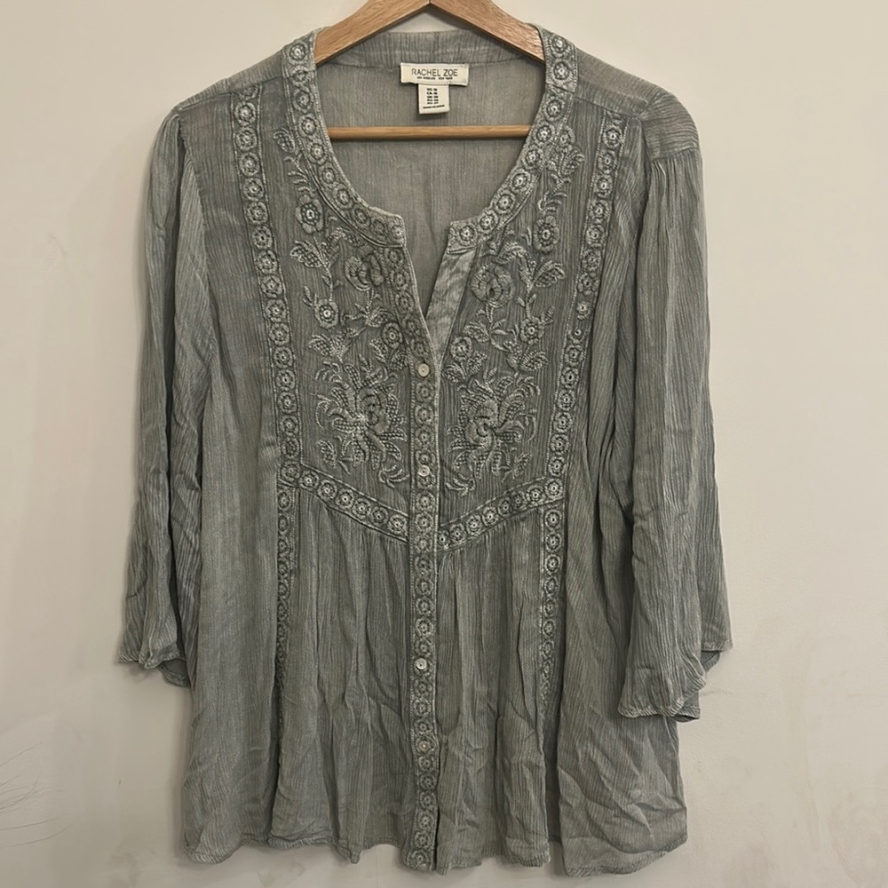 Rachel Zoe Green Flutter Sleeve Blouse